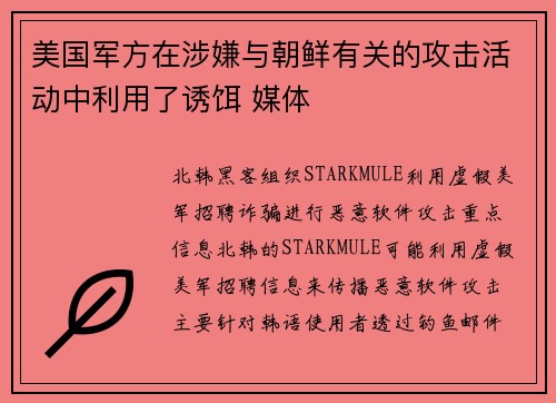 美国军方在涉嫌与朝鲜有关的攻击活动中利用了诱饵 媒体